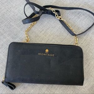 Black vegan leather crossbody wallet